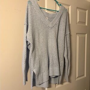 aerie Light Blue V-Neck Knit Sweater